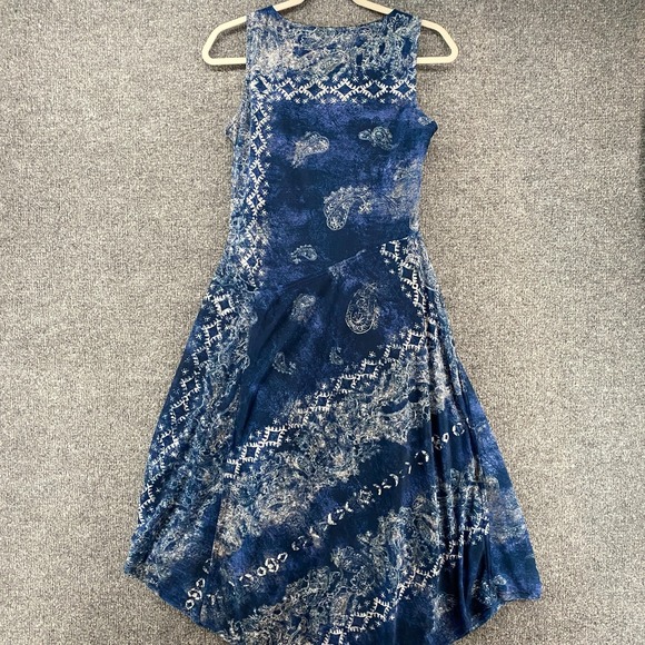 Simply Vera Wang 90s Dress XS Blue Patchwork Bandana Asymmetrical Boho Western - Picture 5 of 11